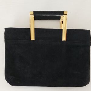 Vintage Black Suede Clutch Old Money Quiet Luxury Minimalist Evening Chic Glam